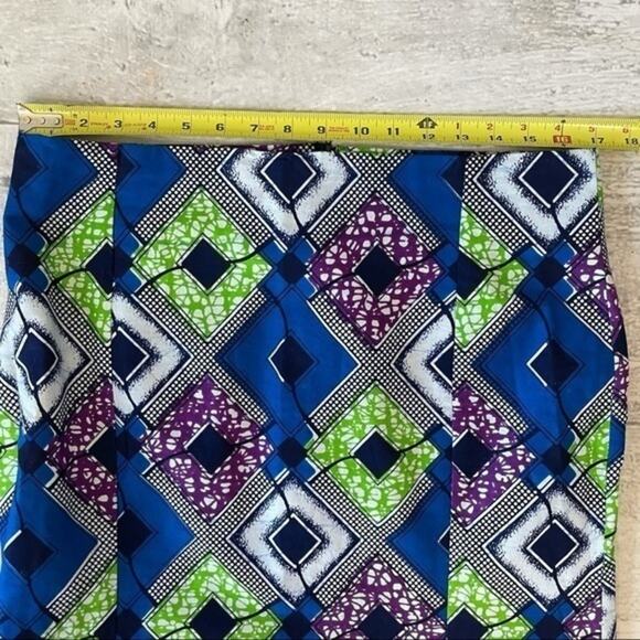 Traditional African Two Pc Dress Set Wax Fabric Blue Green Purple Custom Kitenge - Picture 7 of 15